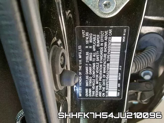 SHHFK7H54JU210096 фото 2