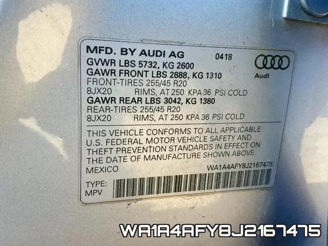 WA1A4AFY8J2167475 фото 2