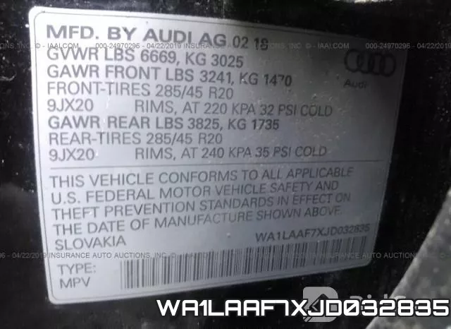 WA1LAAF7XJD032835 фото 10
