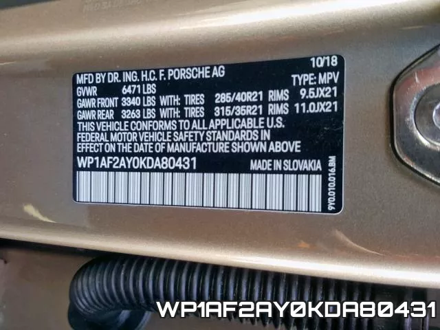 WP1AF2AY0KDA80431 фото 2
