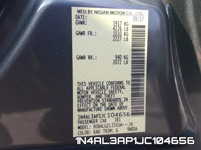 1N4AL3AP1JC104656 фото 2
