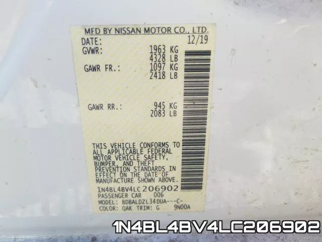 1N4BL4BV4LC206902 фото 2