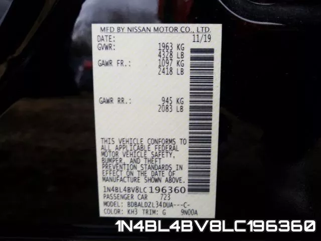 1N4BL4BV8LC196360 фото 2