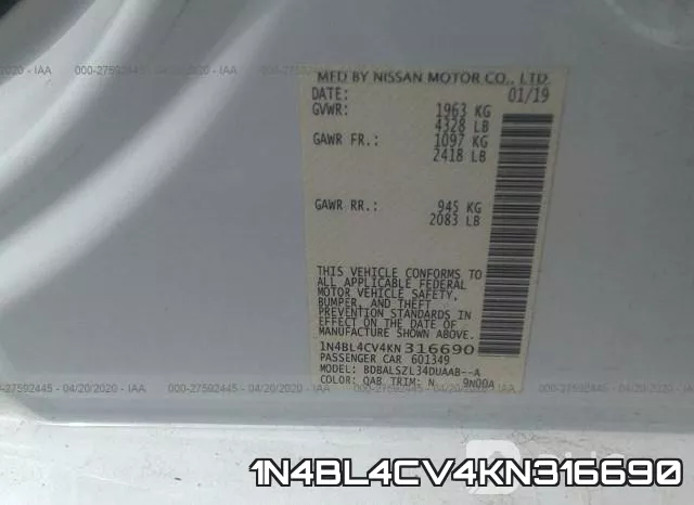 1N4BL4CV4KN316690 фото 10