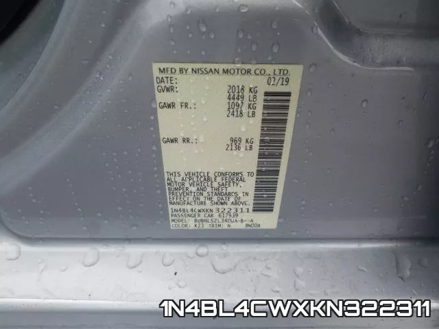 1N4BL4CWXKN322311 фото 2