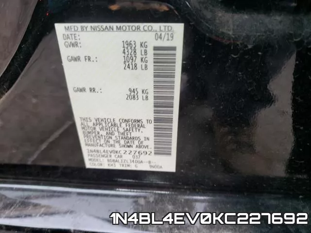 1N4BL4EV0KC227692 фото 2