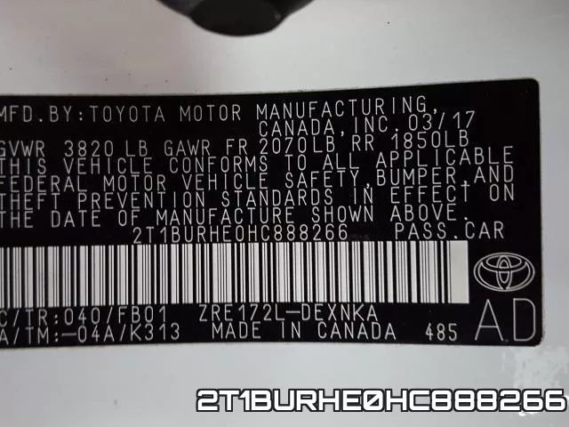 2T1BURHE0HC888266 фото 2