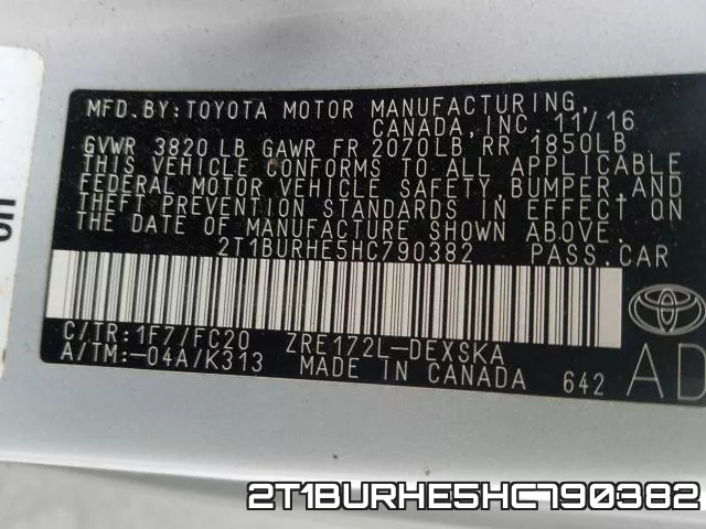 2T1BURHE5HC790382 фото 2