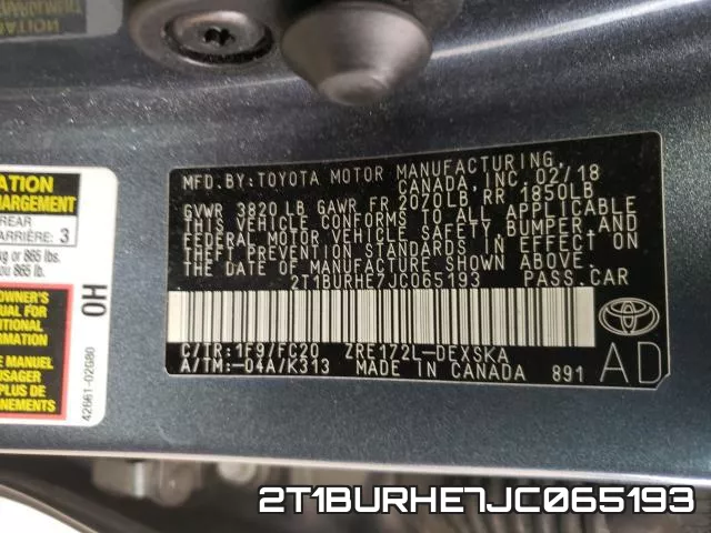 2T1BURHE7JC065193 фото 2