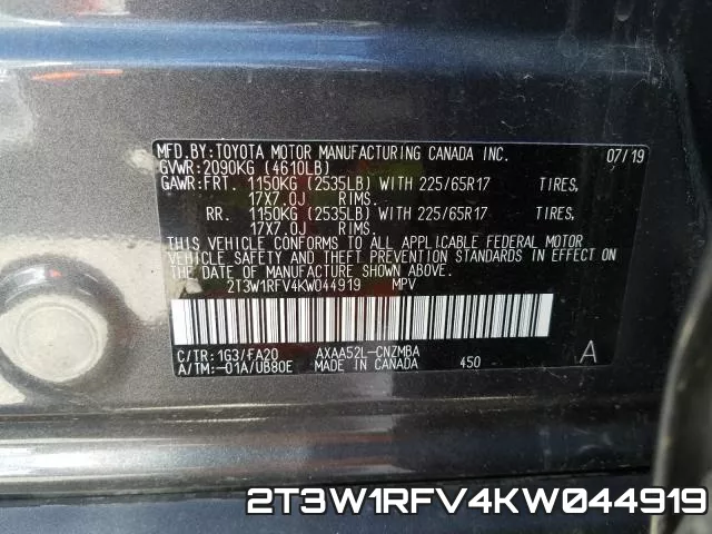 2T3W1RFV4KW044919 фото 2