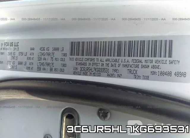 3C6UR5HL7KG693531 фото 10