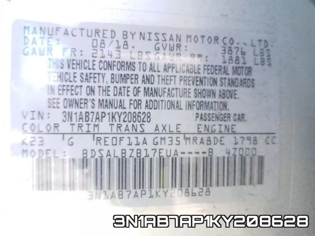 3N1AB7AP1KY208628 фото 2