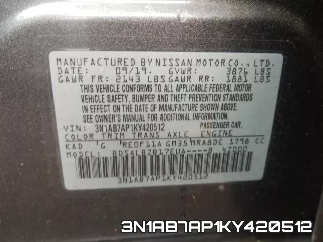 3N1AB7AP1KY420512 фото 2