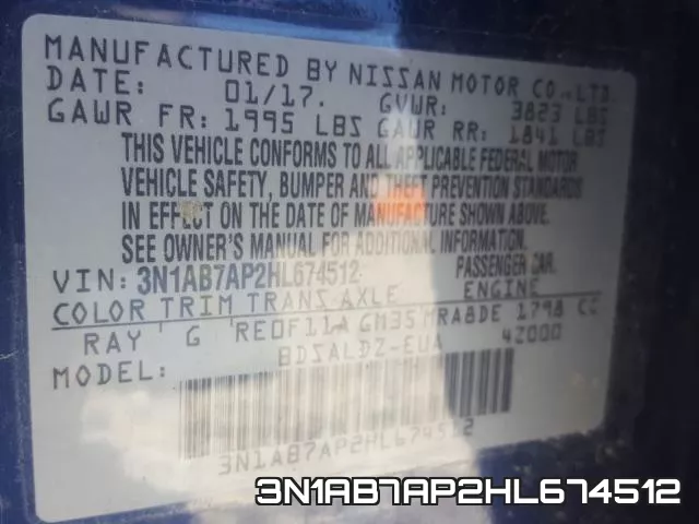 3N1AB7AP2HL674512 фото 2