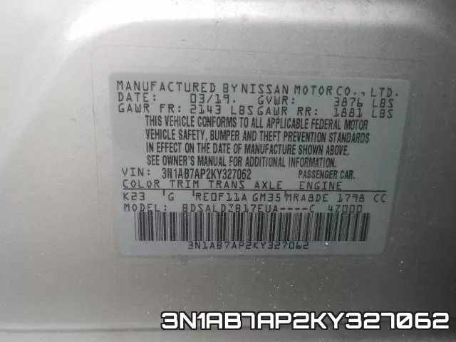 3N1AB7AP2KY327062 фото 2