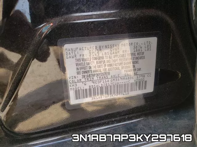 3N1AB7AP3KY297618 фото 2