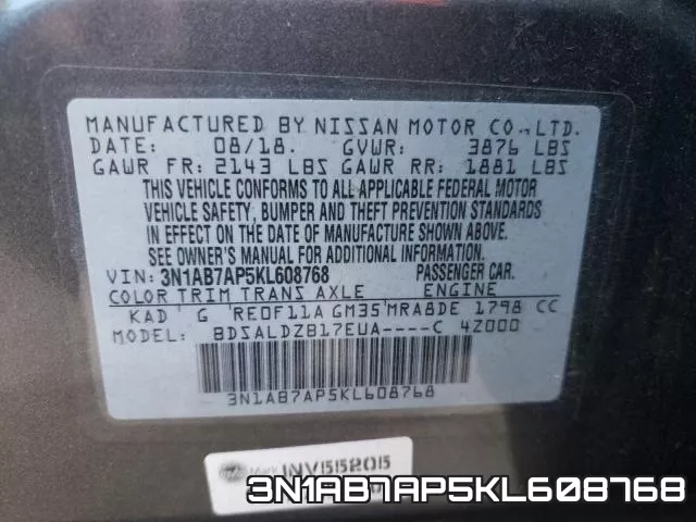 3N1AB7AP5KL608768 фото 2