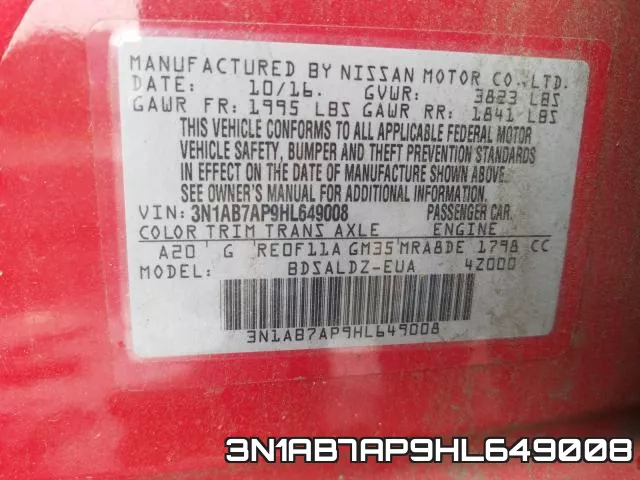 3N1AB7AP9HL649008 фото 2