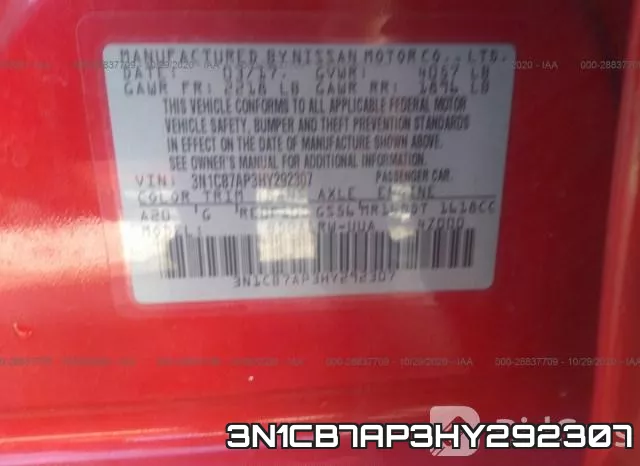3N1CB7AP3HY292307 фото 10