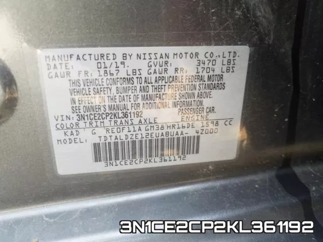 3N1CE2CP2KL361192 фото 2