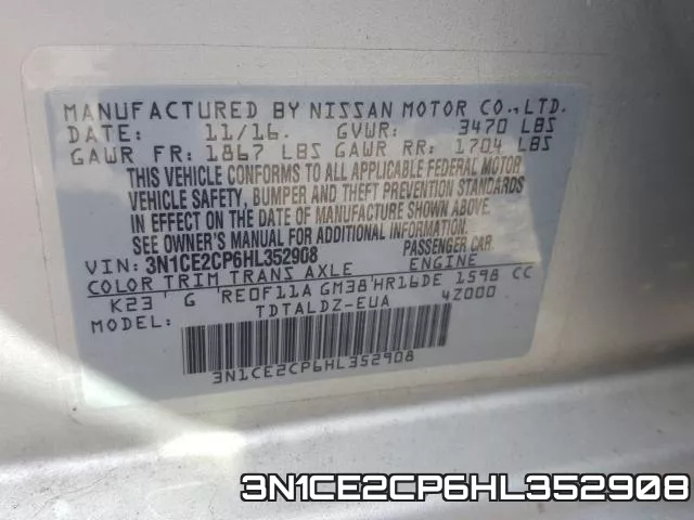 3N1CE2CP6HL352908 фото 2