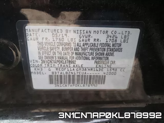 3N1CN7AP0KL878992 фото 2