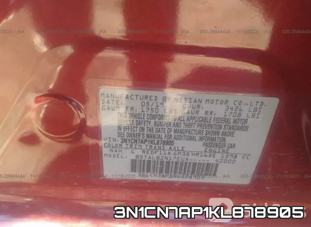 3N1CN7AP1KL878905 фото 9