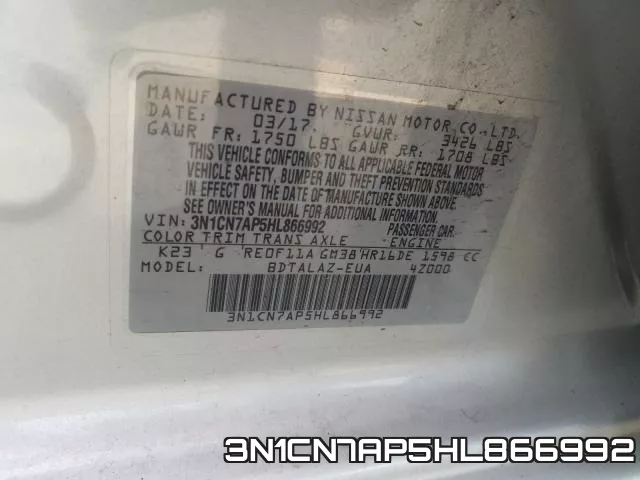 3N1CN7AP5HL866992 фото 2