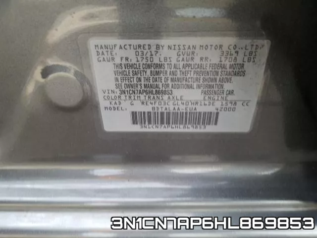 3N1CN7AP6HL869853 фото 2