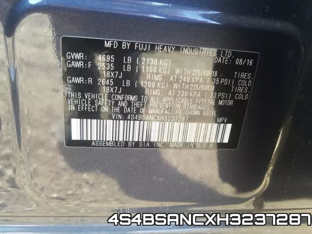 4S4BSANCXH3237287 фото 2