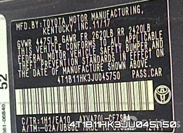 4T1B11HK3JU045750 фото 10