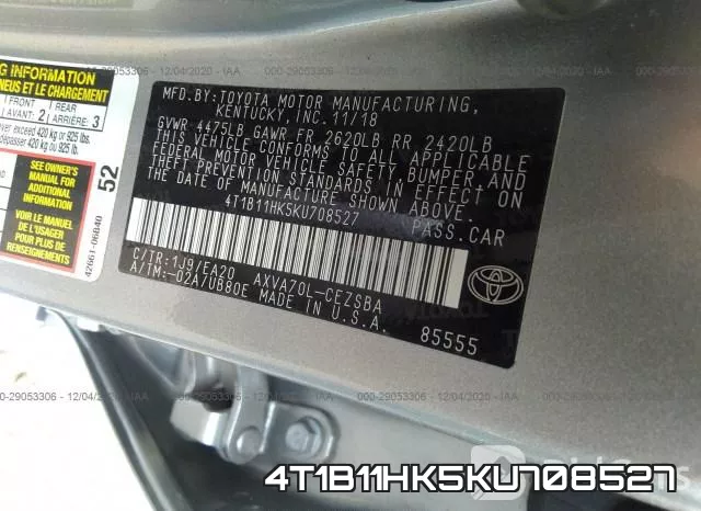 4T1B11HK5KU708527 фото 10