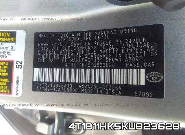 4T1B11HK5KU823628 фото 10