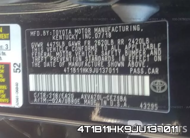 4T1B11HK9JU137011 фото 10