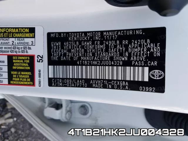 4T1B21HK2JU004328 фото 2