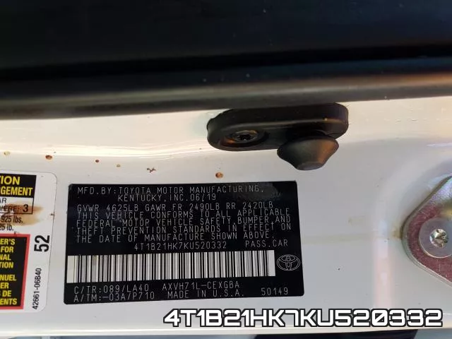 4T1B21HK7KU520332 фото 2