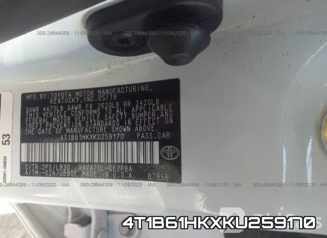 4T1B61HKXKU259170 фото 10