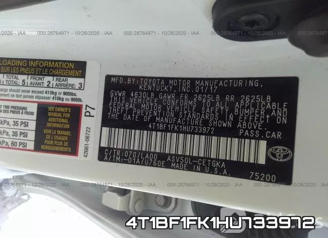 4T1BF1FK1HU733972 фото 10
