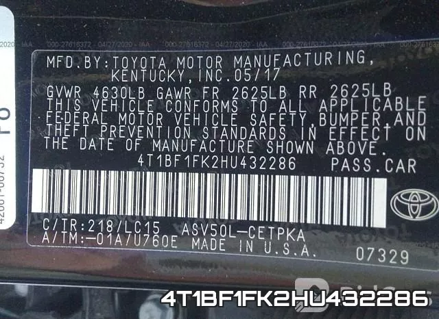 4T1BF1FK2HU432286 фото 9