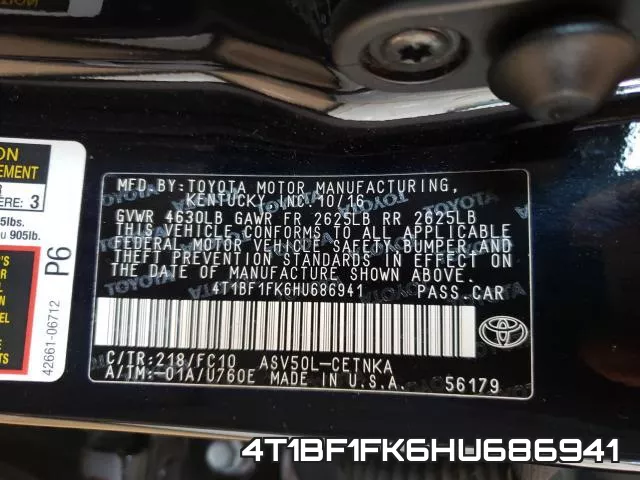 4T1BF1FK6HU686941 фото 2