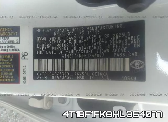 4T1BF1FK8HU354077 фото 10