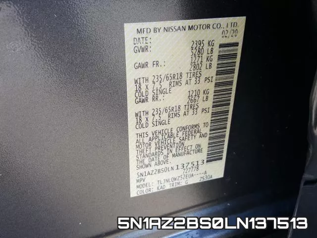 5N1AZ2BS0LN137513 фото 2