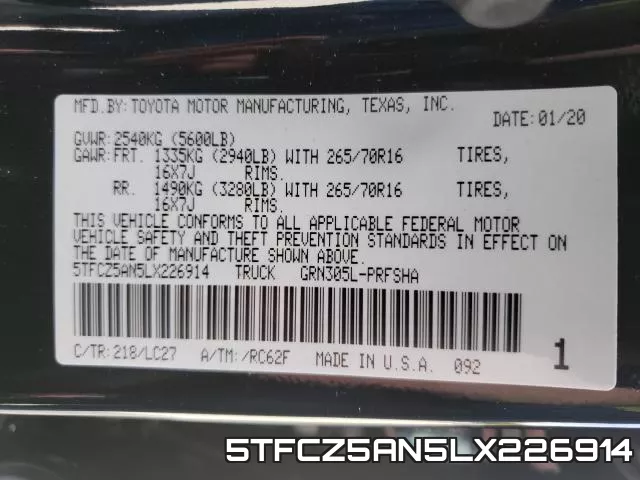 5TFCZ5AN5LX226914 фото 2
