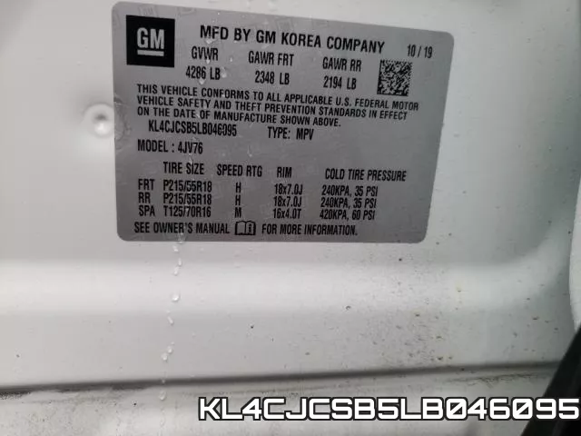 KL4CJCSB5LB046095 фото 2