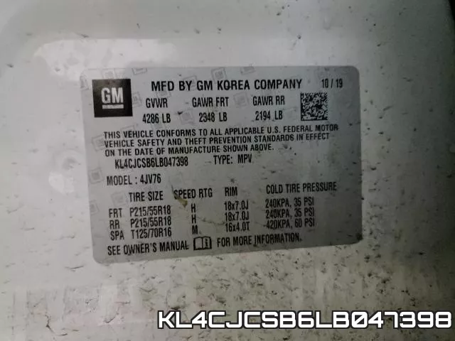 KL4CJCSB6LB047398 фото 2