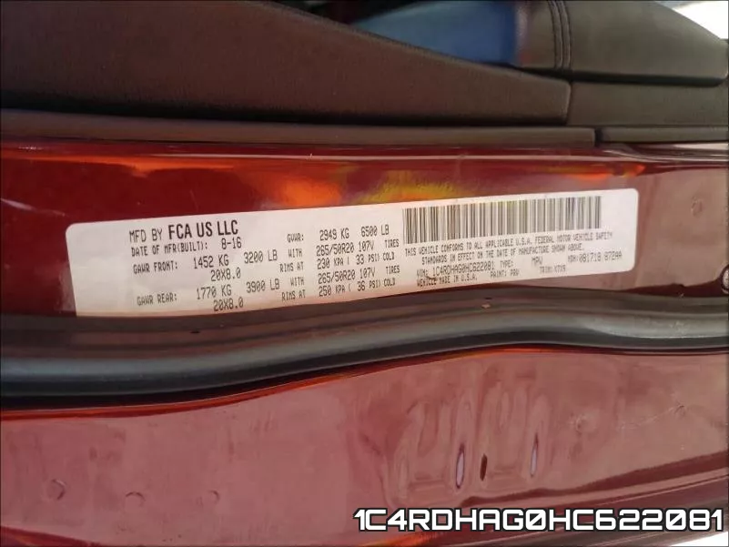 1C4RDHAG0HC622081 фото 2