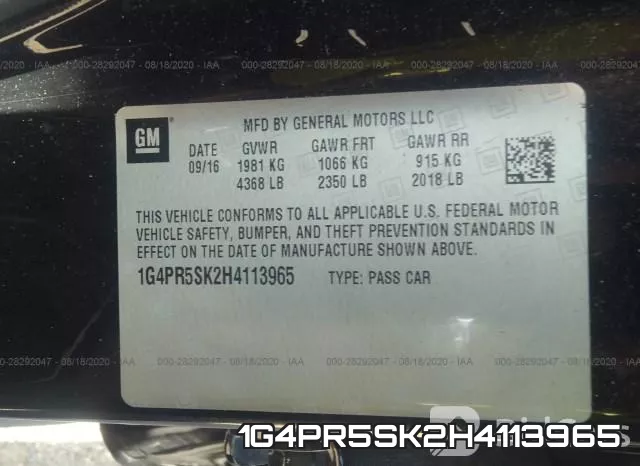 1G4PR5SK2H4113965 фото 10
