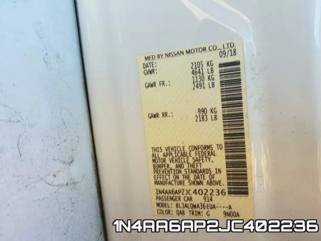 1N4AA6AP2JC402236 фото 2