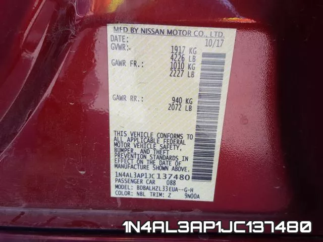 1N4AL3AP1JC137480 фото 2