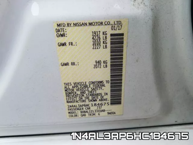 1N4AL3AP6HC184675 фото 2